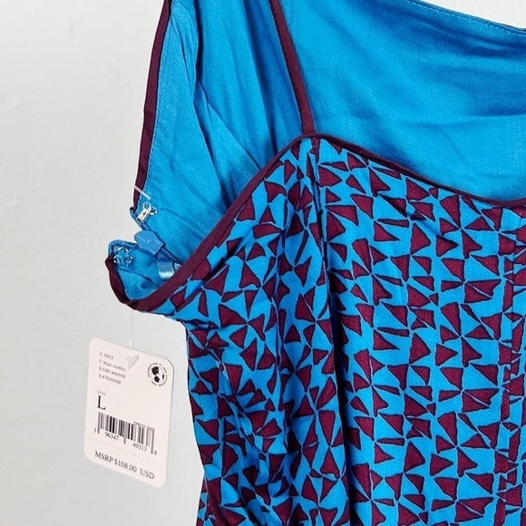 NWT Free People Kai Printed Strappy Mini Dress in Blue Combo - Picture 7 of 9